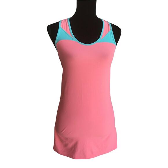 Zuzuzen Womens Tank Top Activewear Salmon Coral Peach Mint Green Yoga Athleisure - Picture 3 of 6